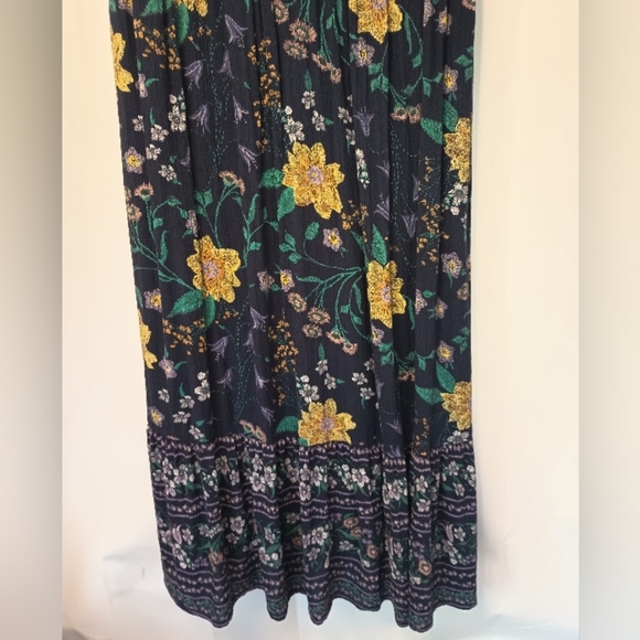 Old Navy Cottagecore Floral Dress M Tall Midi Maxi Blue Prairie Ruffle Peasant - Picture 4 of 14